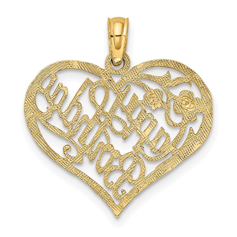 14k Yellow Gold Solid HAPPY BIRTHDAY Heart Charm Pendant for Women