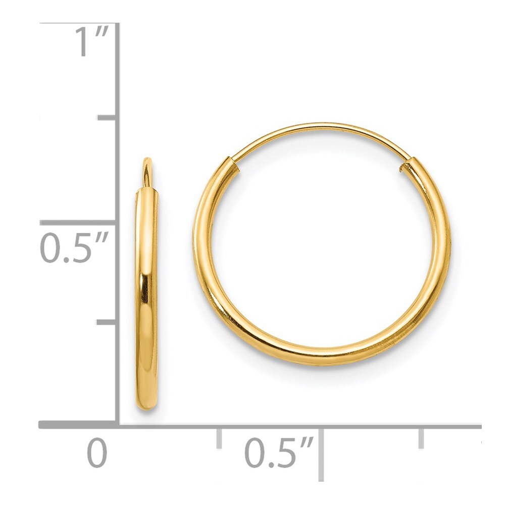 14k Yellow Gold Endless Hoop Earrings Gift for Women