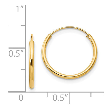14k Yellow Gold Endless Hoop Earrings Gift for Women