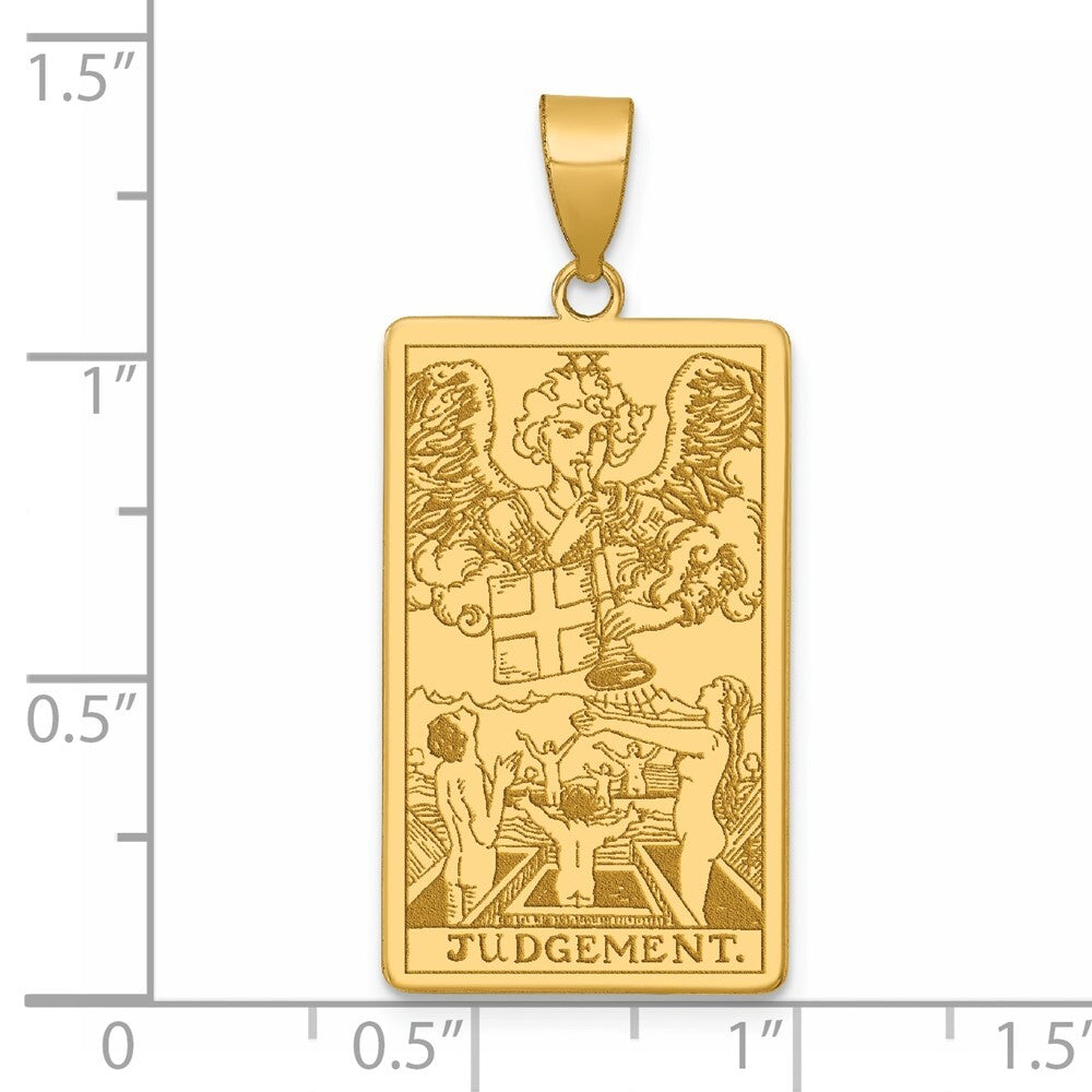 14k Yellow Gold Judgement Tarot Card Pendant for Women