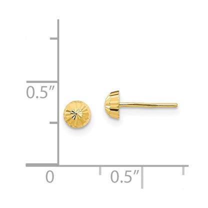 14k Yellow Gold Diamond Cut 4mm Half-Ball Stud Earrings Gift for Women