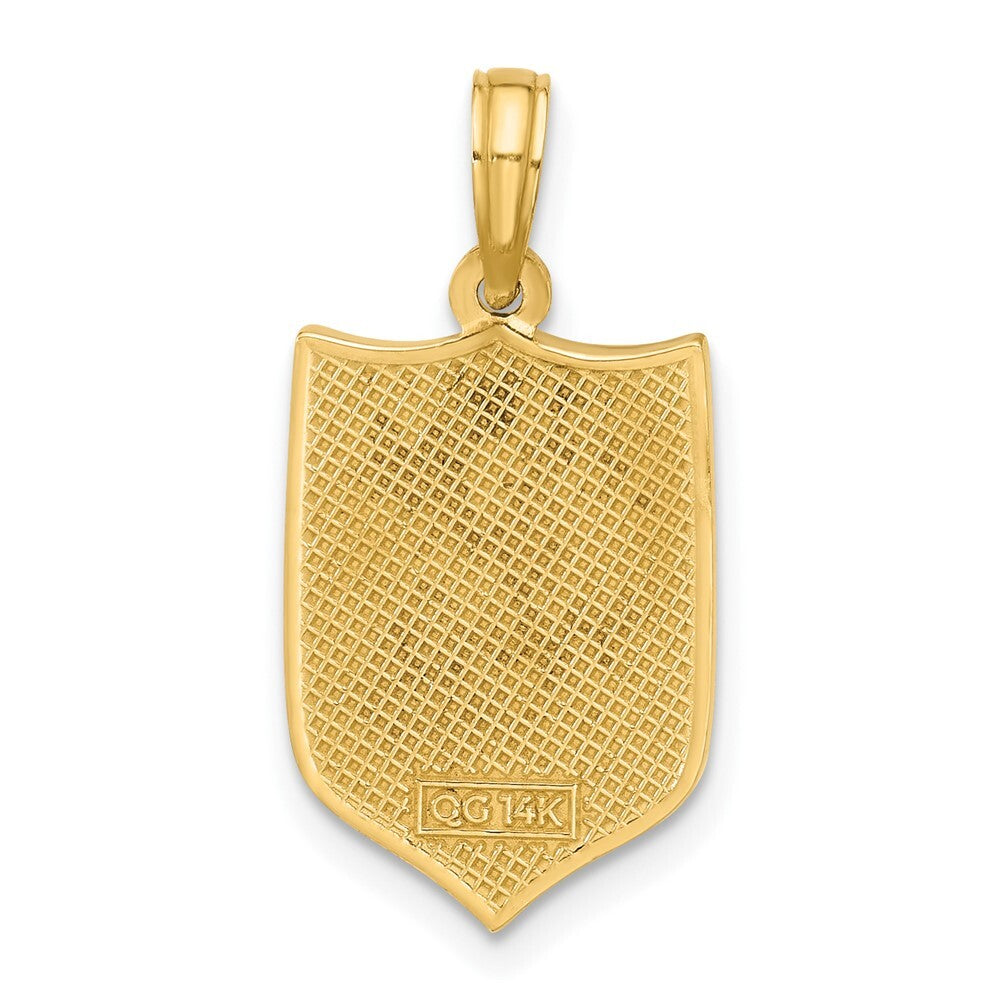 14k Yellow Gold Polished Shield with Cross Pendant for Women