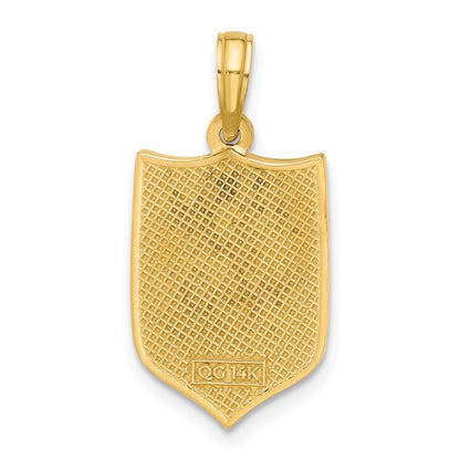 14k Yellow Gold Polished Shield with Cross Pendant for Women
