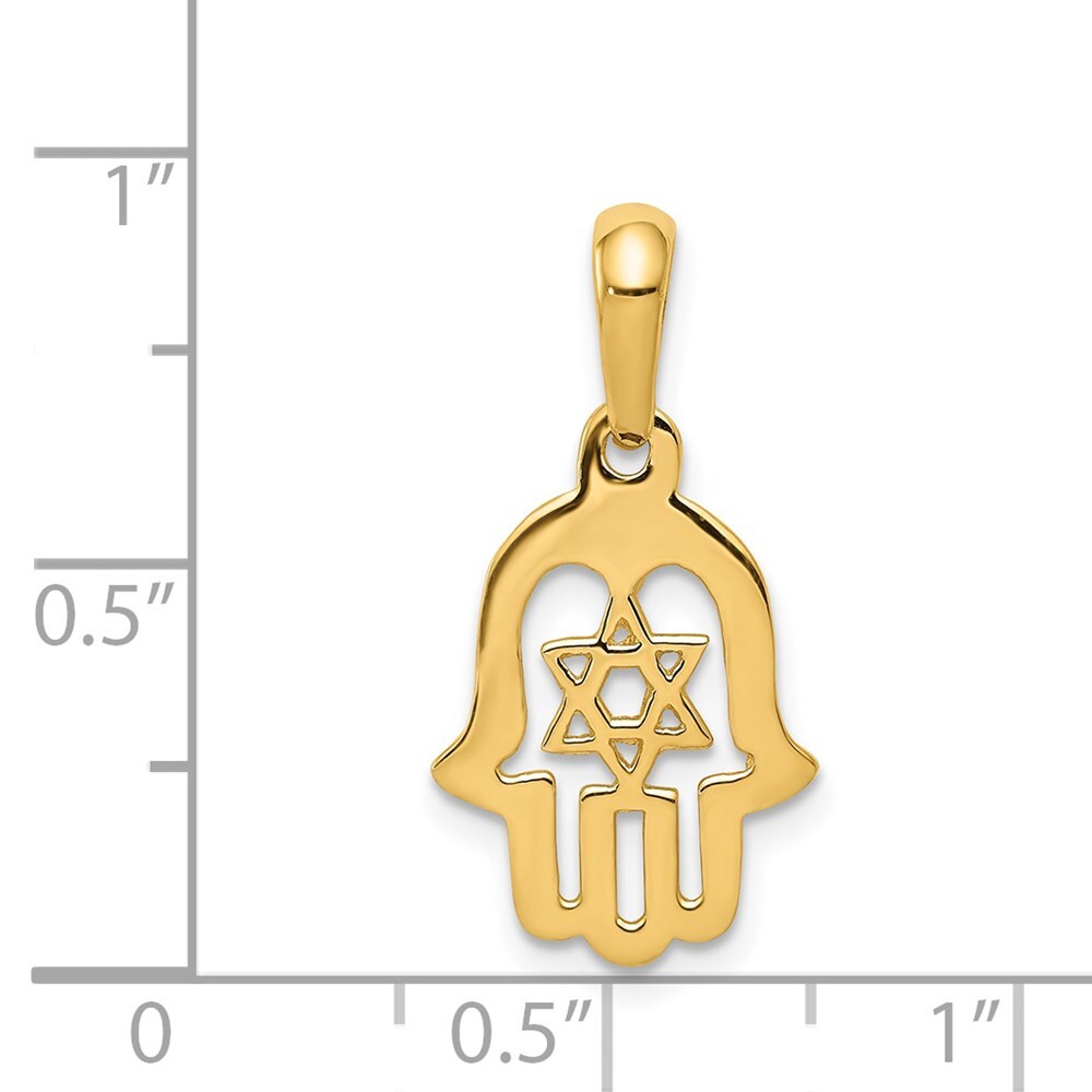14k Yellow Gold Star of David Chamseh Pendant for Women
