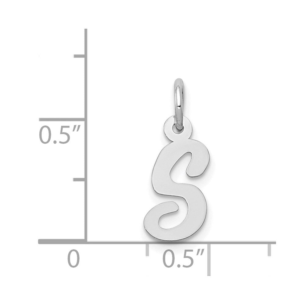 14k White Gold Small Script Letter S Initial Charm Pendant for Women