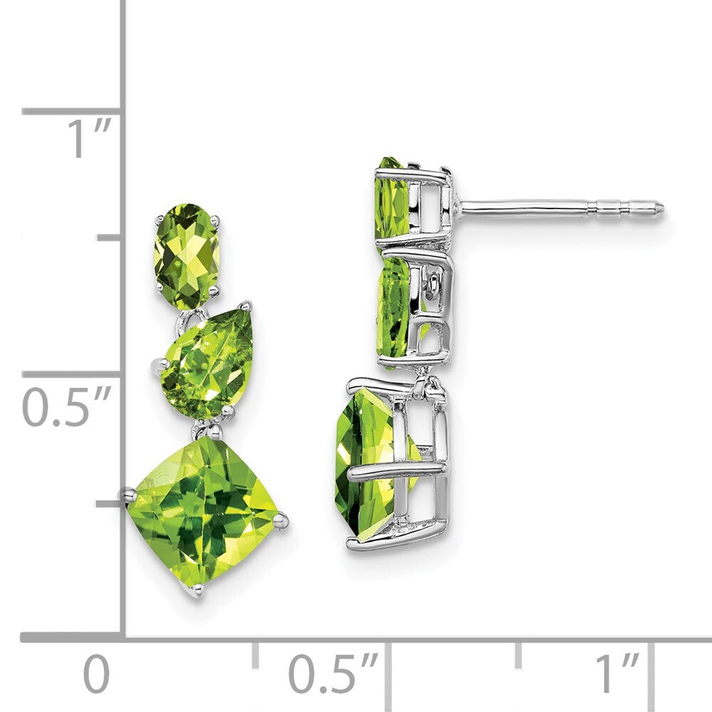 14k White Gold Peridot Dangle Earrings Gift for Women