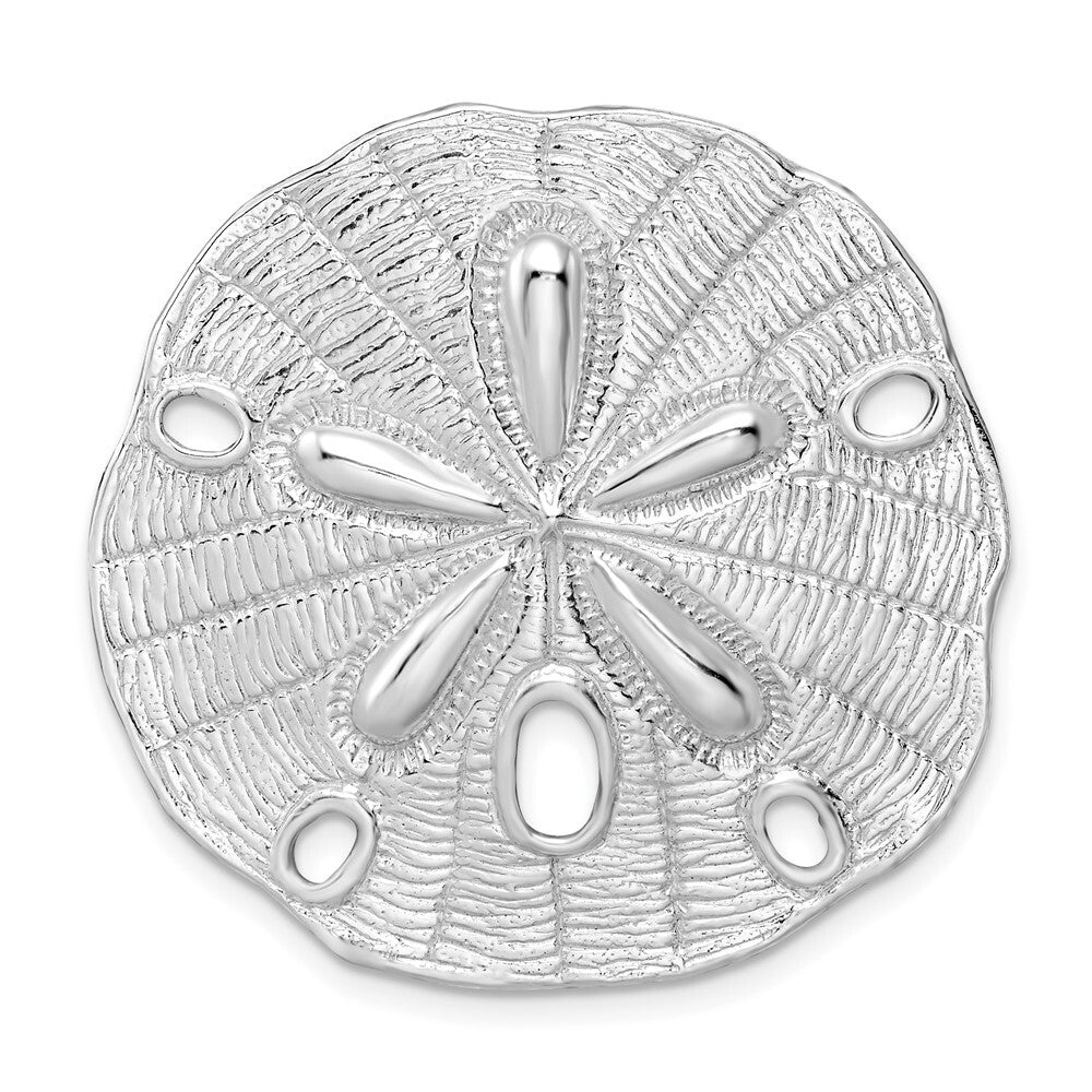 Sterling Silver Rhodium-Plated Polished and Textured Large Sand Dollar Slide