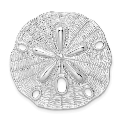 Sterling Silver Rhodium-Plated Polished and Textured Large Sand Dollar Slide