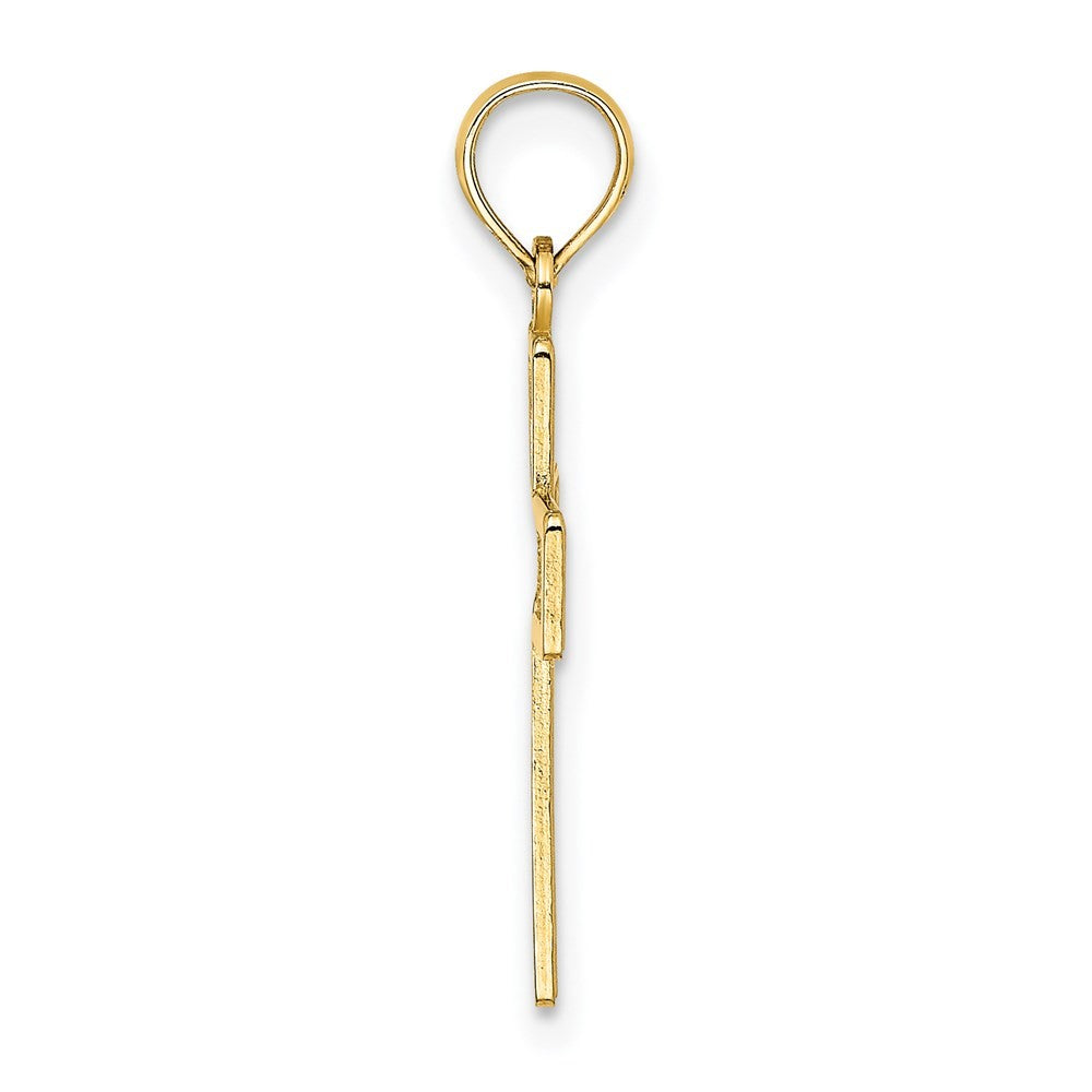14k Yellow Gold Textured Lace Center Cross Charm