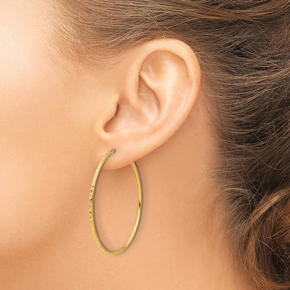 14k Yellow Gold Diamond-Cut 1.50mm Endless Hoop Earrings