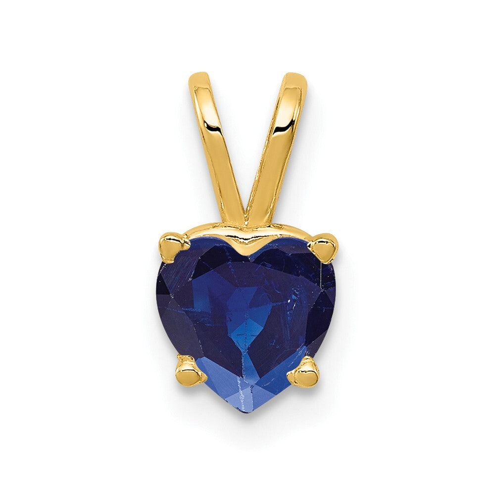 14k Yellow Gold 6mm Heart Sapphire pendant for Women