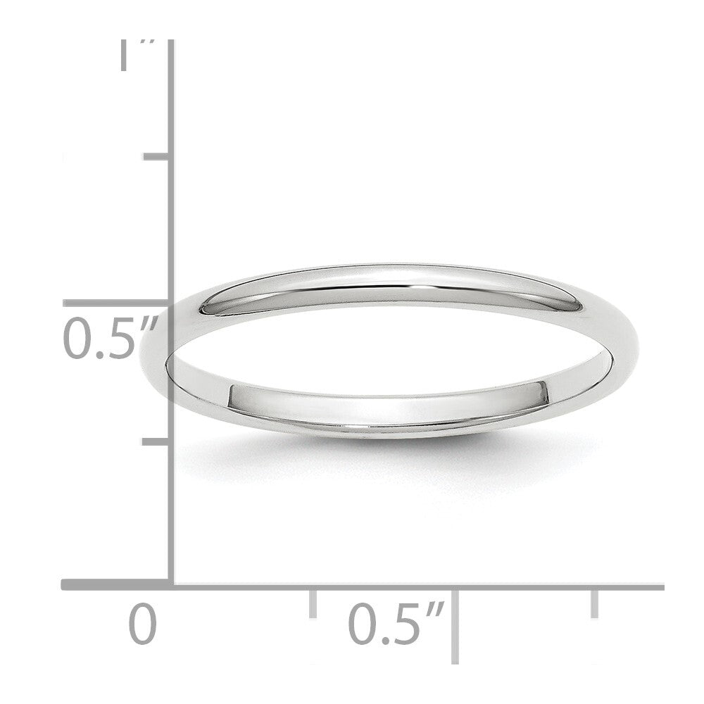 Platinum 2mm Half Round Wedding Band Ring Size 8