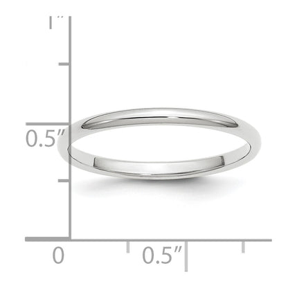 Platinum 2mm Half Round Wedding Band Ring Size 8