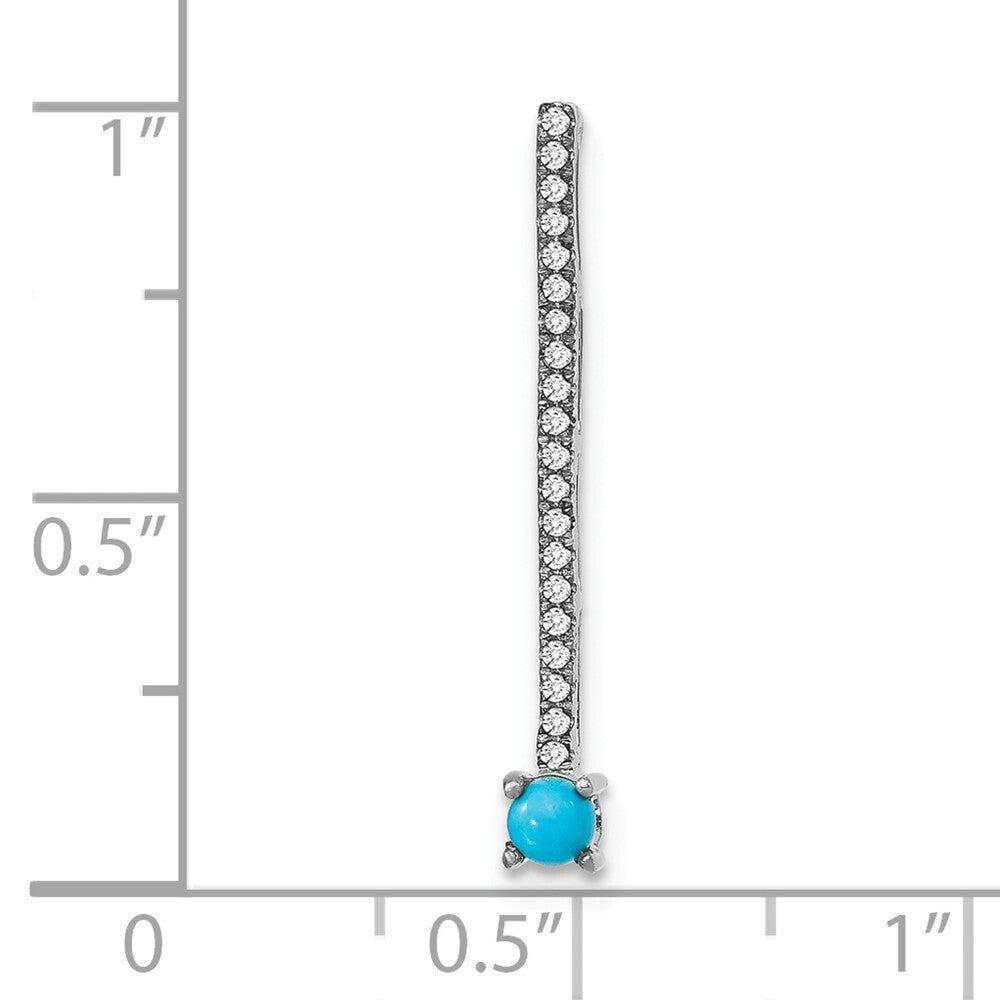 14k White Gold Turquoise and White Topaz Pendant for Women