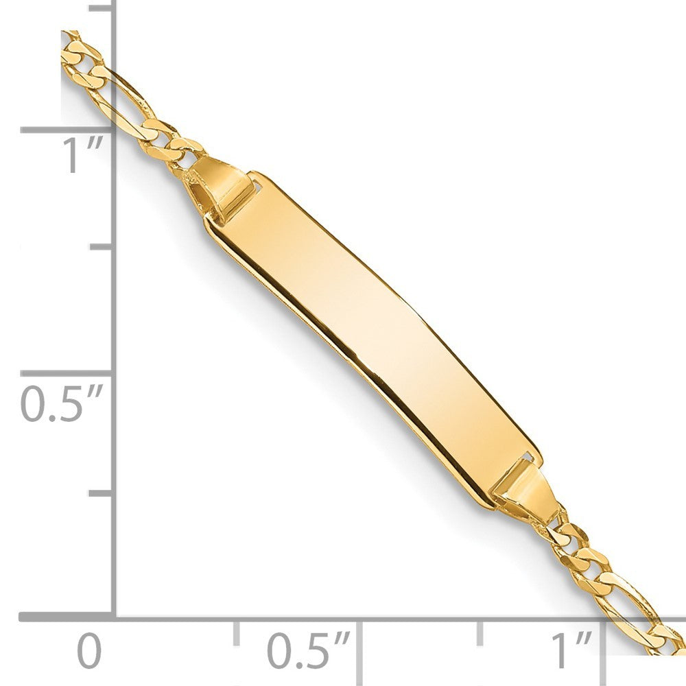 14k Yellow Gold  Solid Chain Bracelet Figaro Link 19.5x5mm Plate 8" ID Bracelet