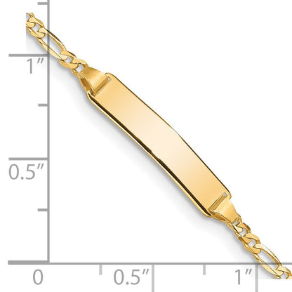14k Yellow Gold  Solid Chain Bracelet Figaro Link 19.5x5mm Plate 8" ID Bracelet