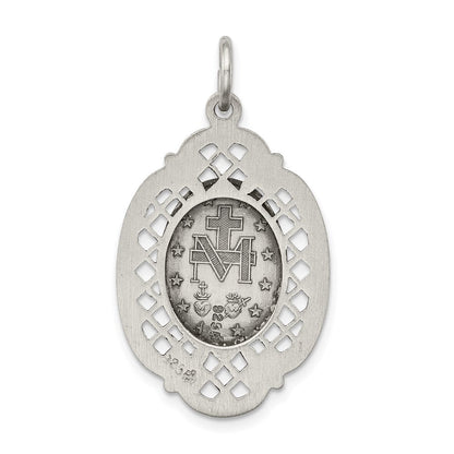 Sterling Silver Antiqued Miraculous Medal Pendant Holiday Gift for Women
