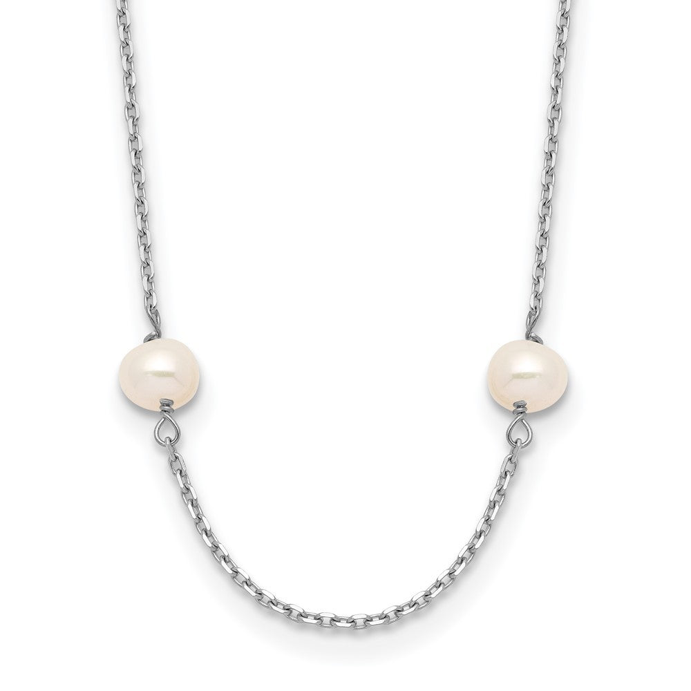 14k White Gold 4-5mm White Freshwater Cultured Pearl 8-Station 16 inch Necklace