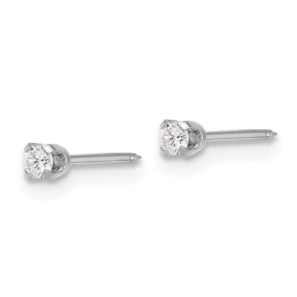 14k White Gold 2.4mm .10ct Lab Grown Diamond Short Stud Earrings Gift for Women