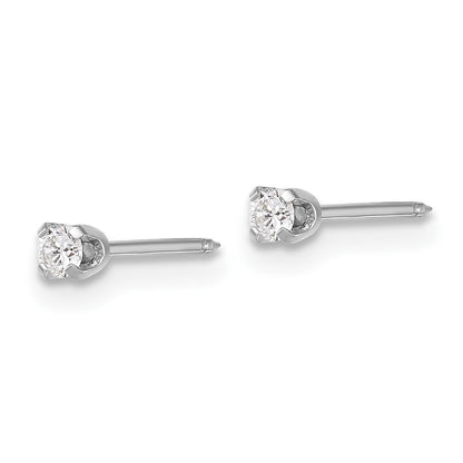 14k White Gold 2.4mm .10ct Lab Grown Diamond Short Stud Earrings Gift for Women