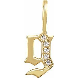 14k Yellow Gold .04 CTW Natural Diamond Gothic Initial G Charm Pendant for Women