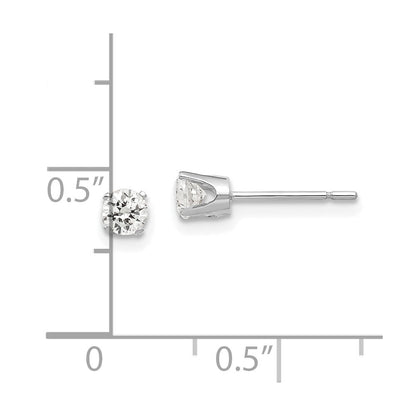 14k White Gold 3.5mm Cubic Zirconia Stud Earrings Gift for Women