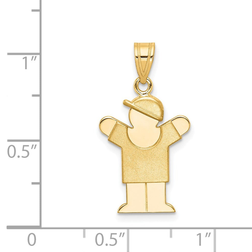 14k Yellow Gold Solid Engravable Boy with Hat on Right Charm