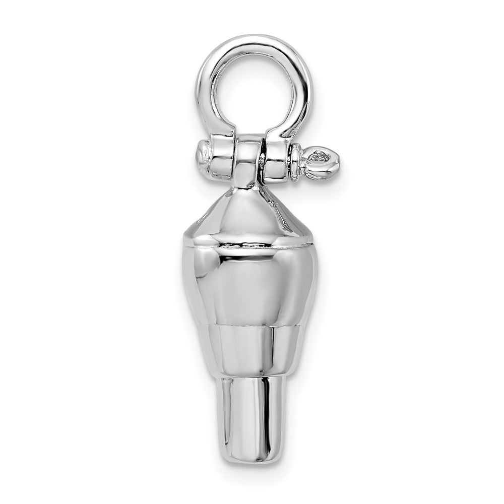Sterling Silver Rhodium-Plated Polished 3D Swivel with Shackle Bail Pendant