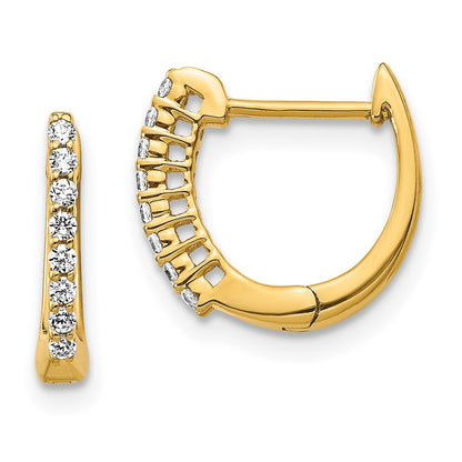 14k Yellow Gold Polished Diamond Hinged Hoop Earrings