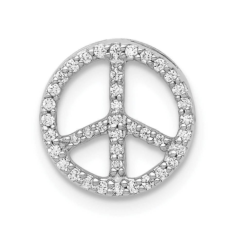 14k White Gold Diamond Peace Sign Slide Pendant for Women