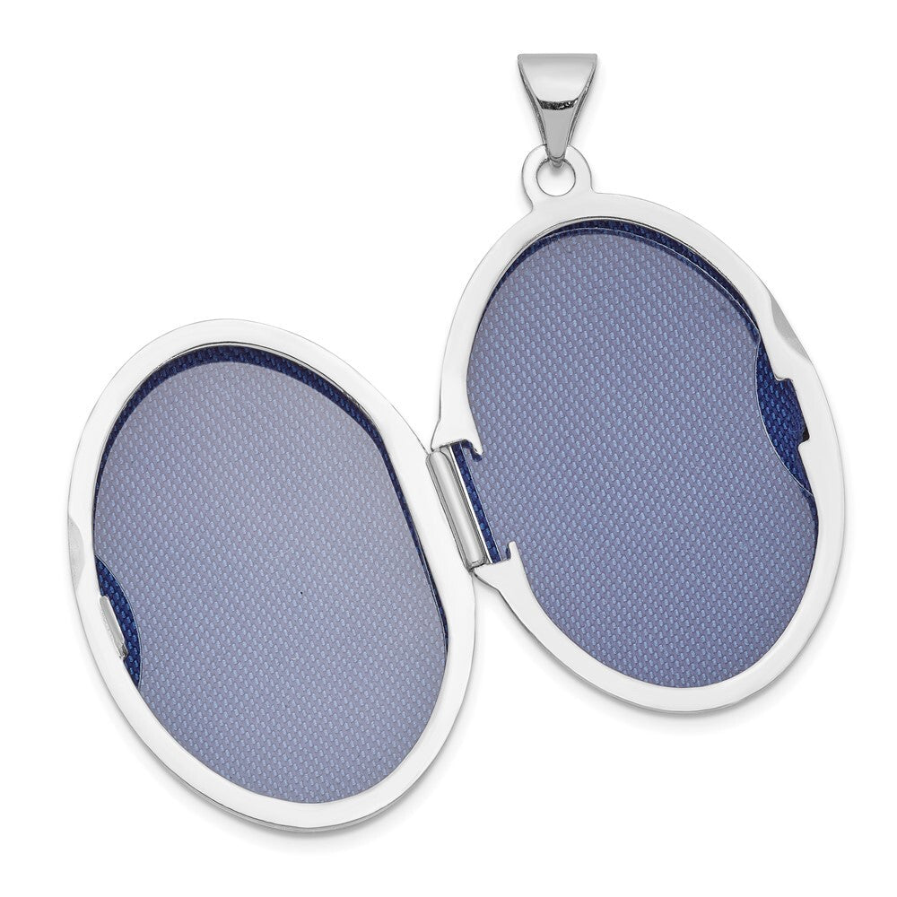 14k White Gold Polished Domed Oval Locket Pendant for Women