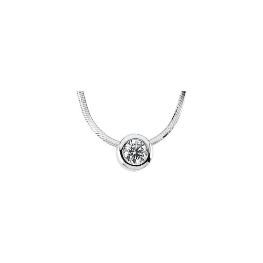 14k White Gold 1/4 CTW Natural Diamond Solitaire Pendant Necklace 18"