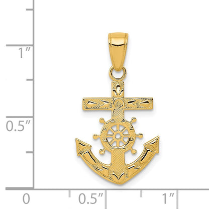 14k Yellow Gold Mariner's Cross Pendant for Women