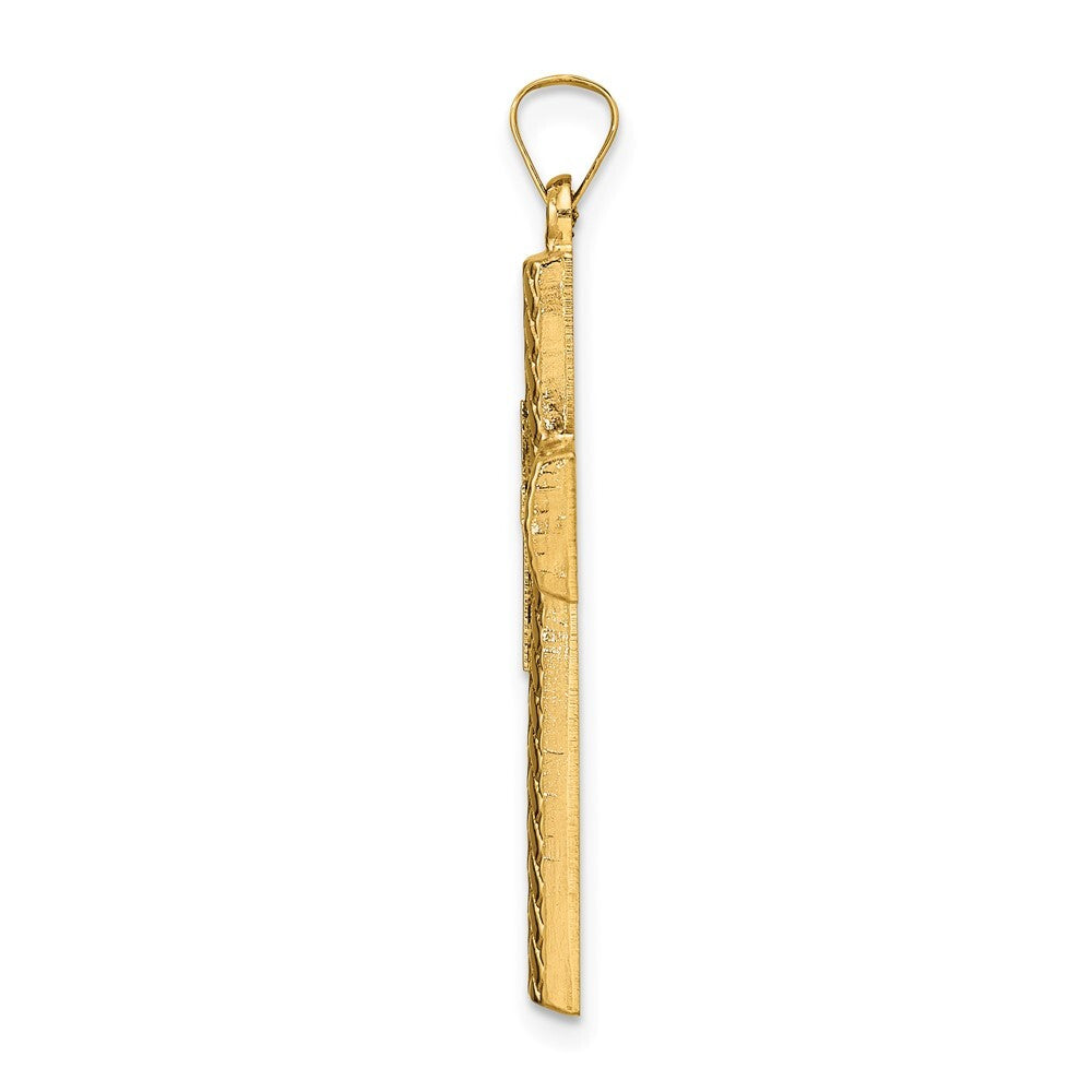 14k Two-tone Gold Polished Hollow Woven Double Cross Pendant for Women