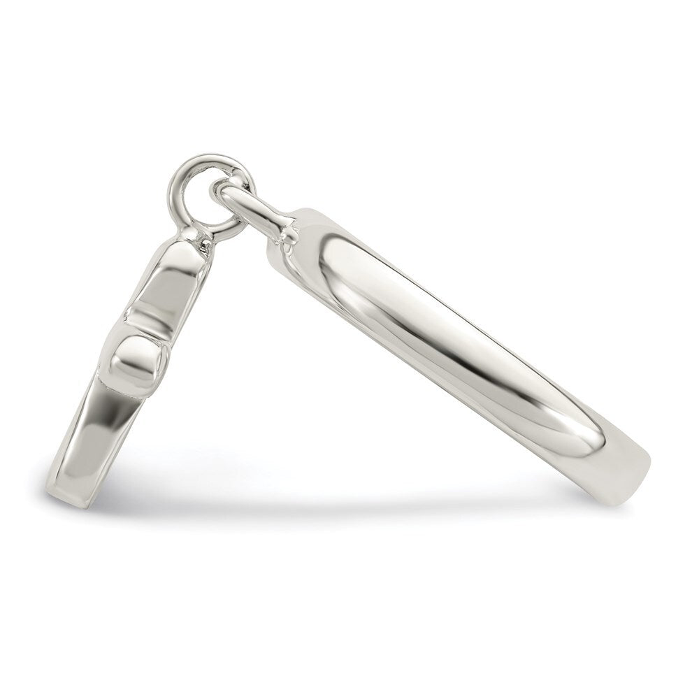 Sterling Silver Solid Cross Dangle Ring Size 6