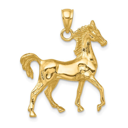 14k Yellow Gold 3-D Polished Horse Charm