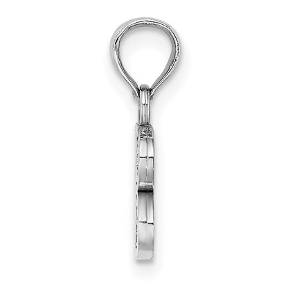 14K White Polished Block Letter B Initial Pendant