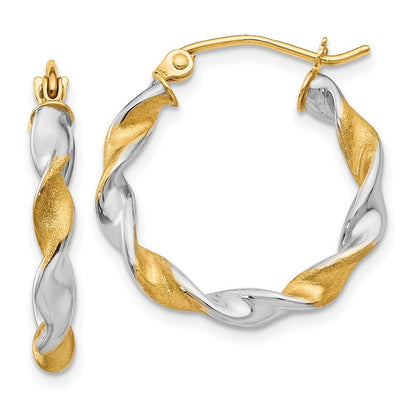 14K White Gold & Rhodium 2.0mm Twisted Hoop Earrings Gift for Women