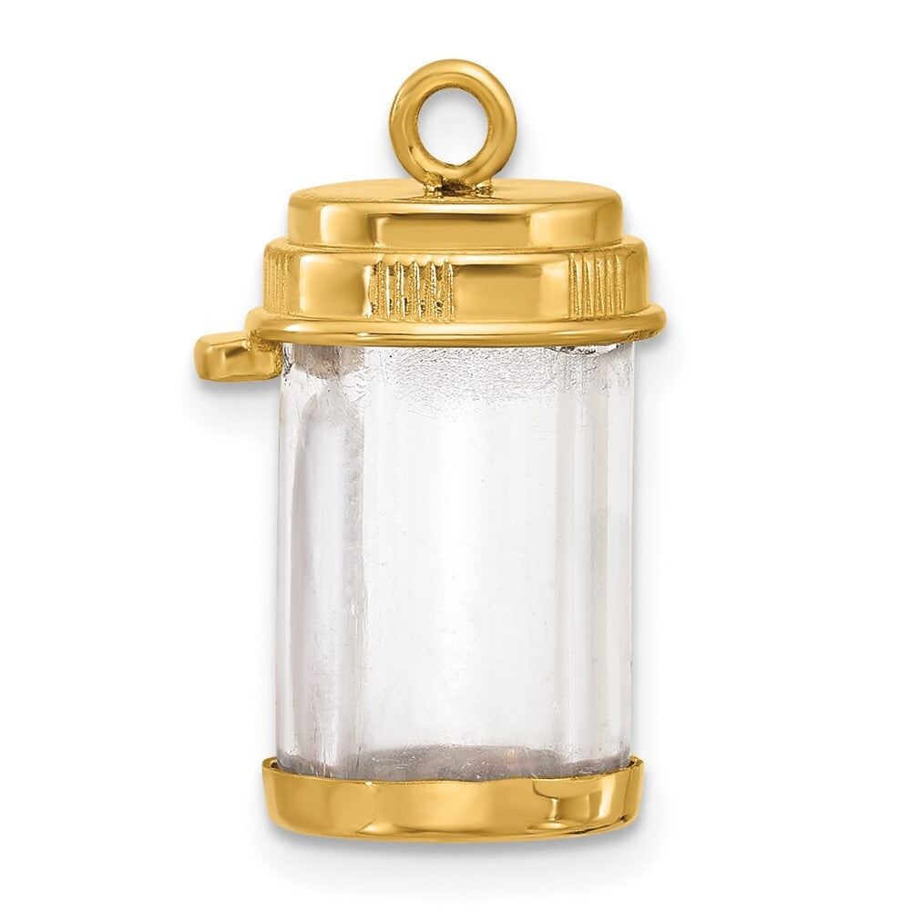 14k Yellow Gold Fancy Pill Bottle Pendant for Women
