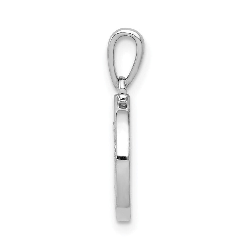 14k White Gold Diamond Paw Print in Circle Pendant for Women