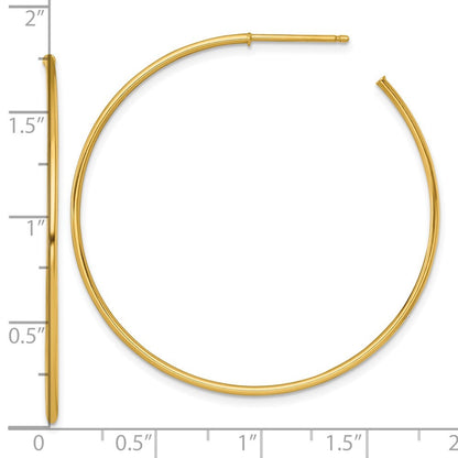 14k Yellow Gold Polished 1.2 x 45mm Solid C-Hoop Earrings