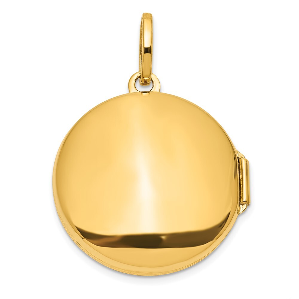 14k Yellow Gold with White Rhodium 20mm Diamond Moon & Star Round Locket Pendant