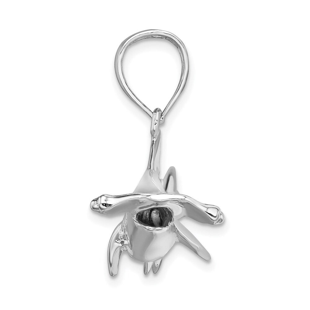 Sterling Silver Rhodium-Plated Polished 3D Hammer Head Shark Pendant