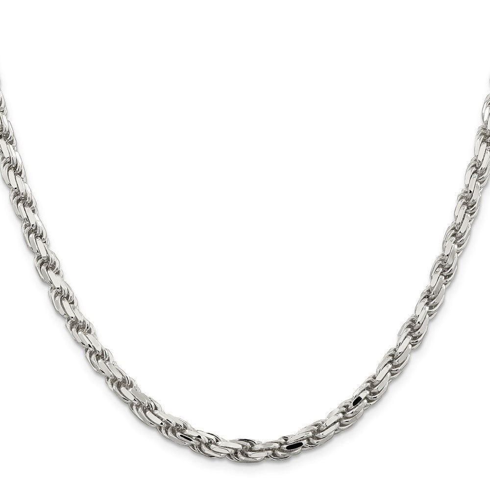 Sterling Silver 5.75mm Diamond-cut Rope Chain Necklace
