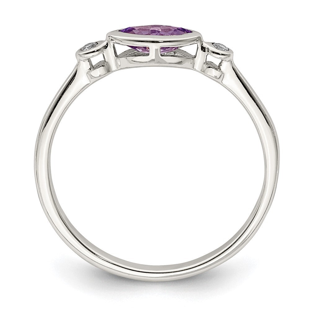 Sterling Silver Rhodium-plated Polished Amethyst/White Topaz Ring Size 8