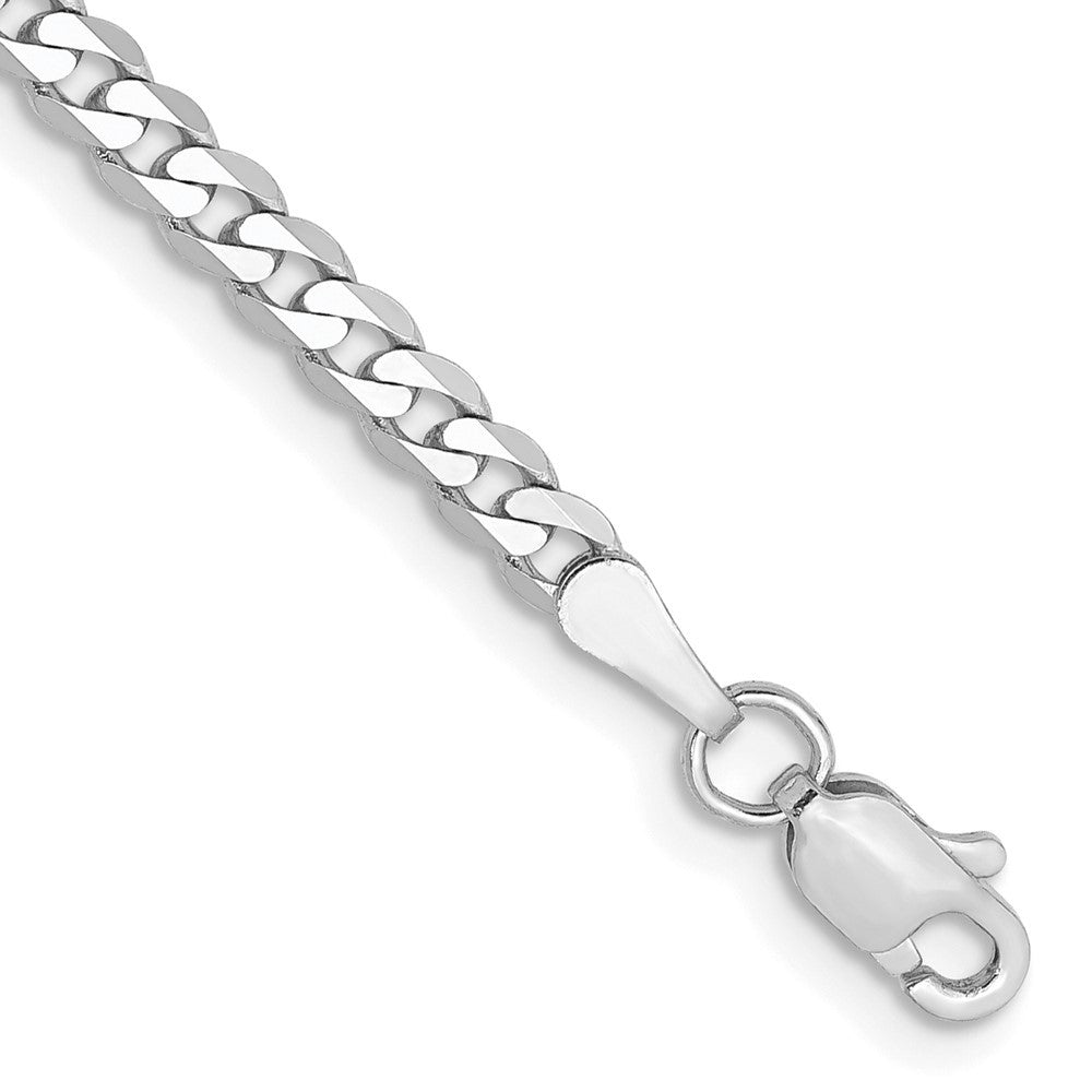14K White Gold 8 inch 2.9mm Flat Beveled Curb Bracelet