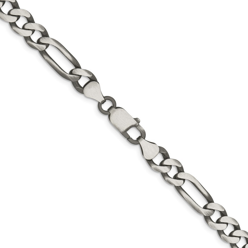 Sterling Silver Antiqued 7.5mm Figaro Chain Necklace