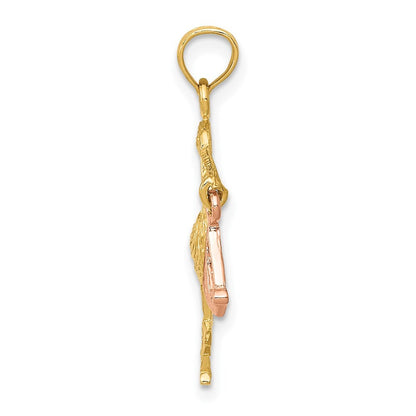 14k Two-tone Gold Stork Pendant for Women