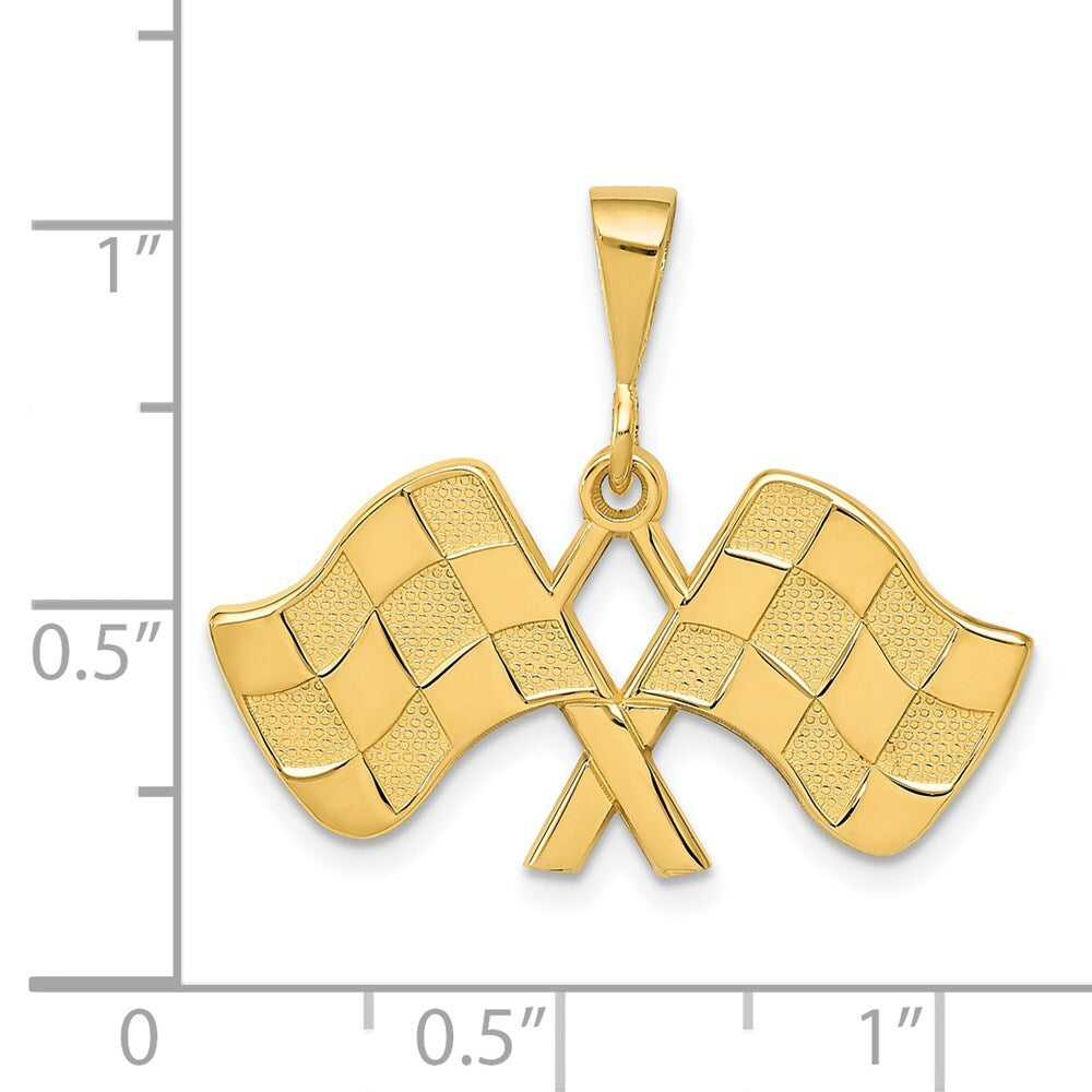 14k Yellow Gold Racing Flags Pendant for Women
