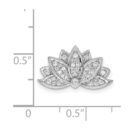14k White Gold 1/5ct. Diamond Lotus Flower Chain Slide Pendant for Women